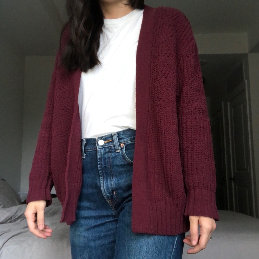 Target chunky knit maroon cardigan